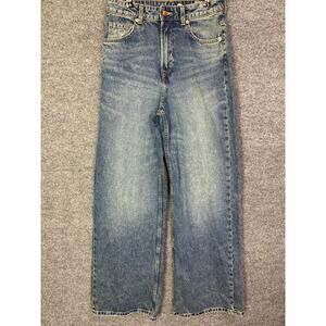NEW H&M Curvy Wide-Leg High-Waist Jeans Sz 2 Blue‎ Stretch Denim